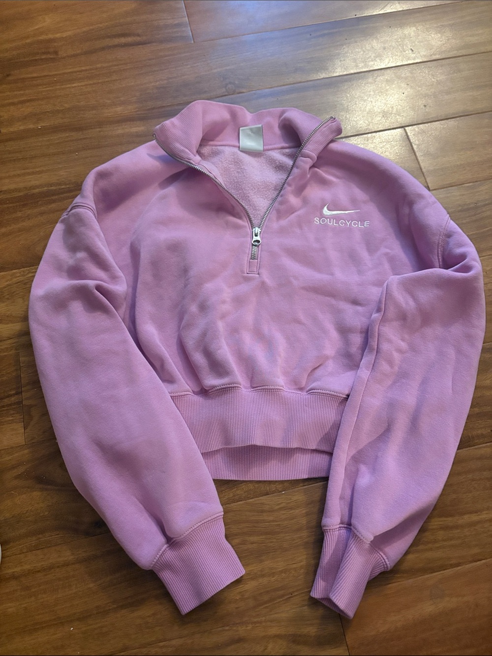 SoulCycle Nike Pink Quarter-Zip Cropped Sweatshirt